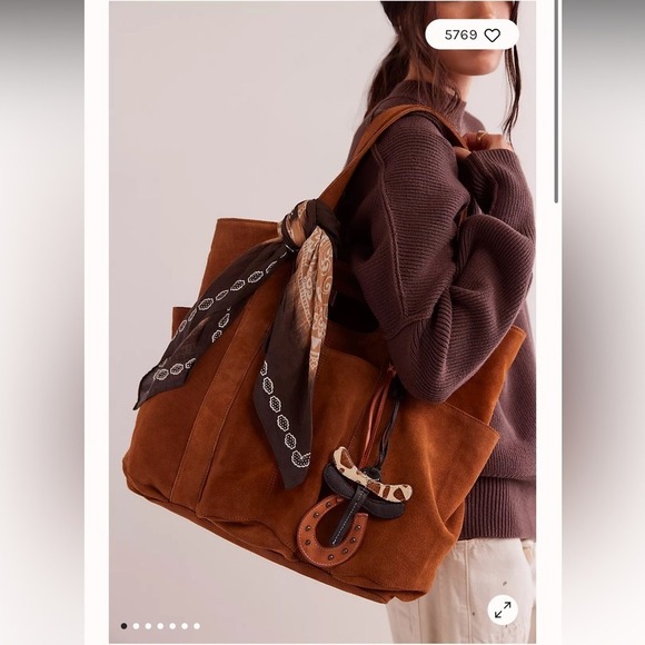 Free People Suede Caravan Tote 100 Percent Leather (suede) in grey